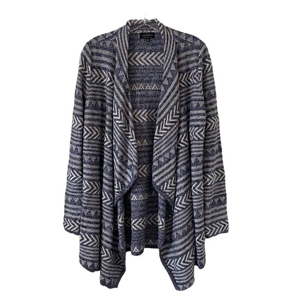 Lucky Brand Sweaters - Lucky Brand Women's L Cardigan Sweater Waterfall Open Front Aztec Print Cotton